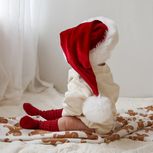 Blossom and Pear- Velvet Santa Hat - Burgundy