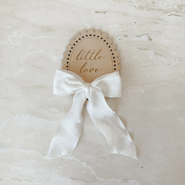 Blossom and Pear- Hello World/Little Love Two-Sided Announcement Bow Plaque (10cm)