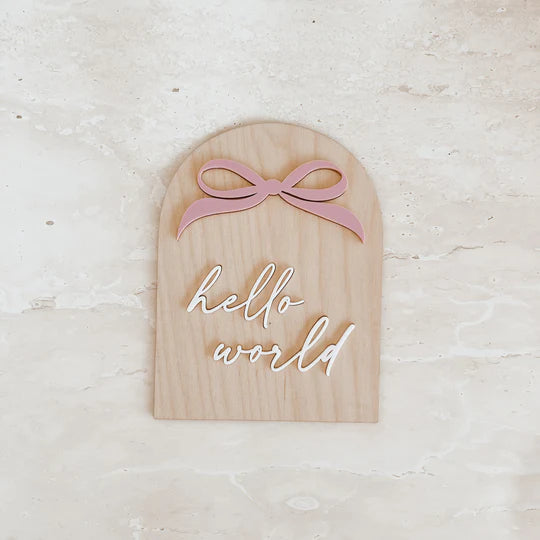 Blossom and Pear- 'Hello World' Bow Plaque