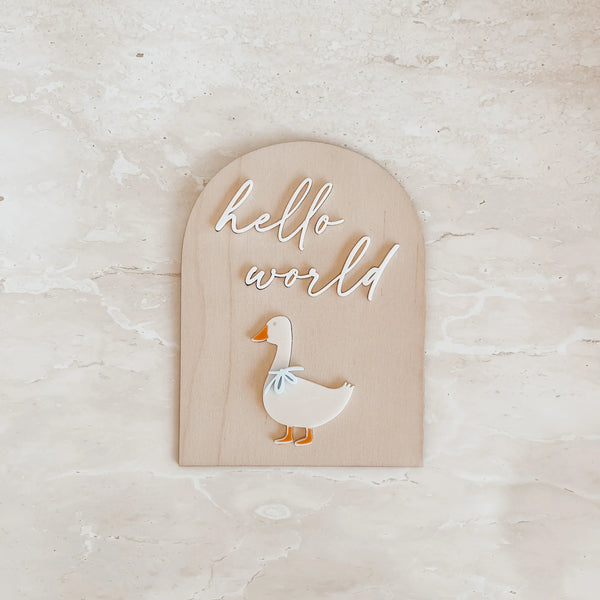 Blossom and Pear- 'Hello World' Goose Plaque