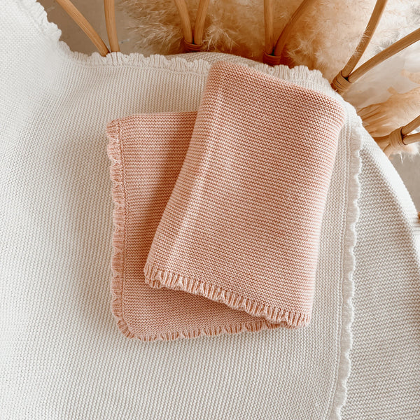 Blossom and Pear - Heirloom Classic Chunky Knit Blanket - Periwinkle Pink