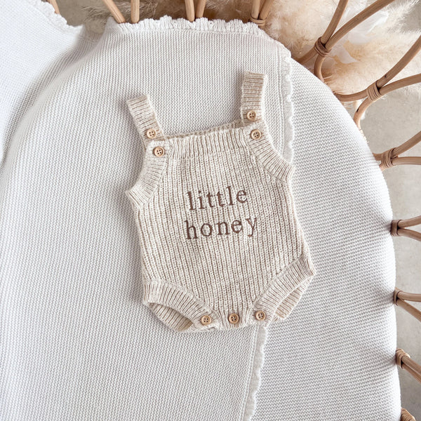 Blossom and Pear - 'Little Honey' Singlet Knit Romper - Honey